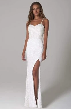 SCALA - 60125 Sweetheart Beaded Bodice Sequin Skirt Sheath Dress