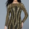 SCALA - 60185 Fully Embellished Long Sleeve Fitted Cocktail Dress 1 SCALA - 60185 Fully Embellished Long Sleeve Fitted Cocktail Dress