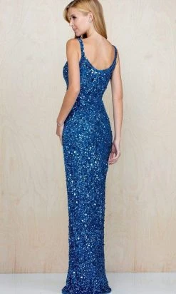 Scala - 60210 Sequin V Neck Dress With Slit