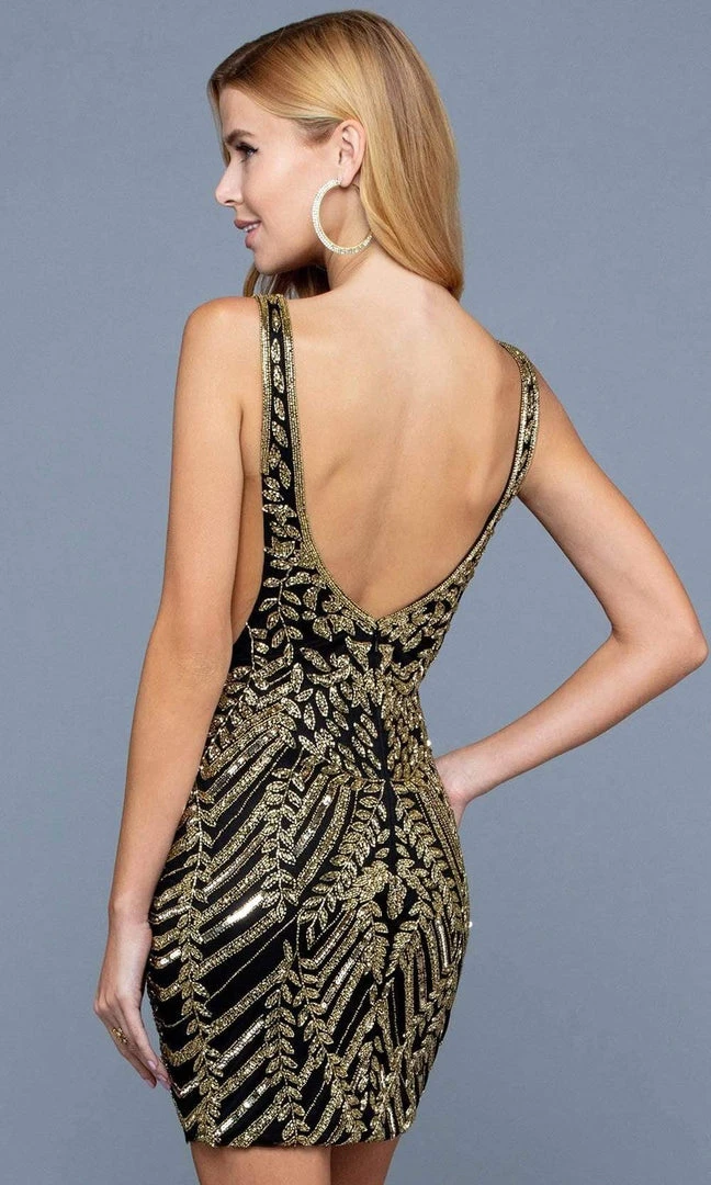 SCALA - 60241 Bedazzled Leaf Motif Sheath Dress 4 SCALA - 60241 Bedazzled Leaf Motif Sheath Dress