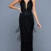 SCALA - 60252 Dangling Stud Sheath Evening Gown