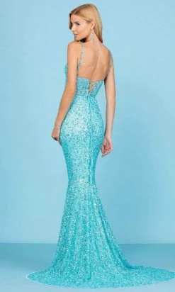 SCALA - 60284 Sequined Corset High Slit Gown