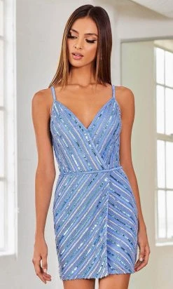 SCALA 60303 - Striped Embellished Cocktail Dress