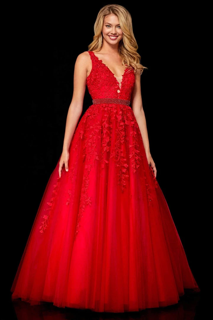 Sherri Hill - 11335 Beaded Embroidered Tulle V Neck A Line Dress 8 Sherri Hill - 11335 Beaded Embroidered Tulle V Neck A Line Dress