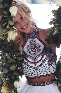 Sherri Hill - 50075 Two Piece Beaded High Halter A-Line Prom Dress