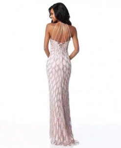 Sherri Hill - 50380 Embellished Halter Sheath Dress With Strappy Back