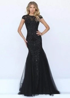 Sherri Hill - 50516 Illusion Neckline Cap Sleeve Beaded Mermaid Dress