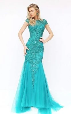 Sherri Hill - 50516 Illusion Neckline Cap Sleeve Beaded Mermaid Dress