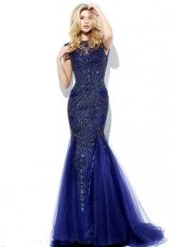 Sherri Hill - 50516 Illusion Neckline Cap Sleeve Beaded Mermaid Dress