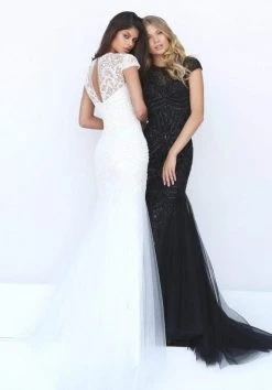 Sherri Hill - 50516 Illusion Neckline Cap Sleeve Beaded Mermaid Dress