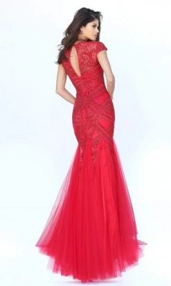 Sherri Hill - 50516 Illusion Neckline Cap Sleeve Beaded Mermaid Dress