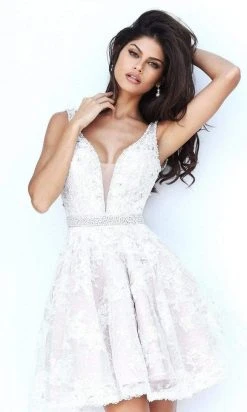 Sherri Hill - 50656 V-Neckline Laced Short Dress