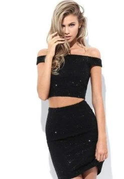 Sherri Hill - 50701 Two Piece Off-Shoulder Sheath Short Dress