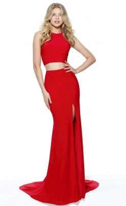 Sherri Hill - 50784 Two Piece Halter High Slit Jersey Dress 18 Sherri Hill - 50784 Two Piece Halter High Slit Jersey Dress