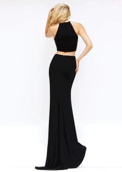 Sherri Hill - 50784 Two Piece Halter High Slit Jersey Dress