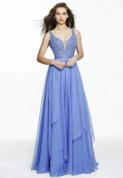 Sherri Hill - 50801 Plunging Bejeweled Bodice Long Dress