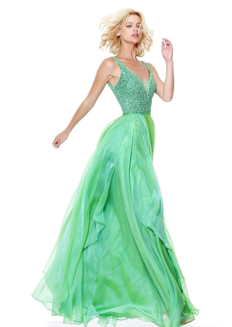 Sherri Hill - 50801 Plunging Bejeweled Bodice Long Dress 6 Sherri Hill - 50801 Plunging Bejeweled Bodice Long Dress