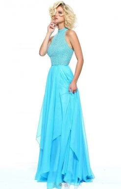 Sherri Hill - 50808 Beaded Halter Neck Chiffon Gown