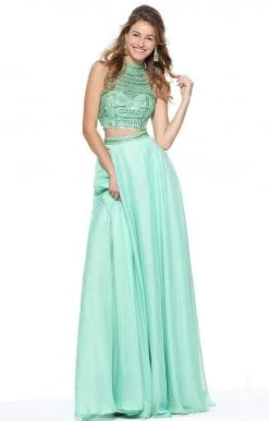 Sherri Hill - 50809 Two Piece Beaded High Neckline Chiffon Dress