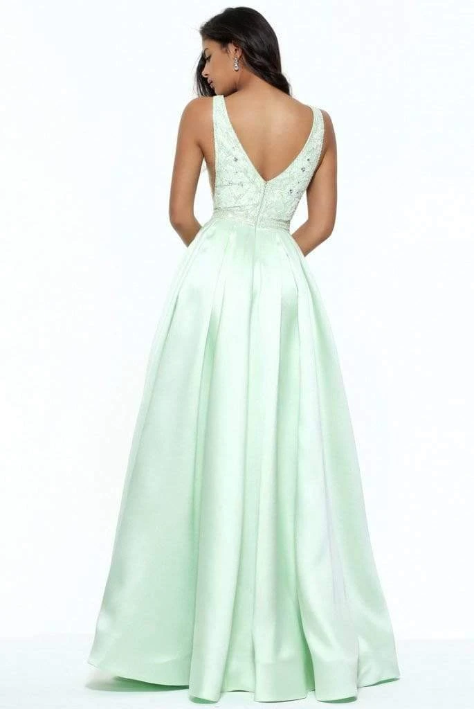 Sherri Hill - 50964 Embellished Deep V-Neck A-Line Gown 8 Sherri Hill - 50964 Embellished Deep V-Neck A-Line Gown