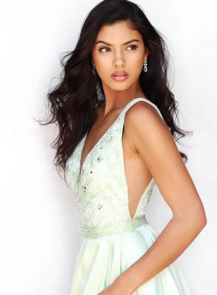 Sherri Hill - 50964 Embellished Deep V-Neck A-Line Gown 11 Sherri Hill - 50964 Embellished Deep V-Neck A-Line Gown