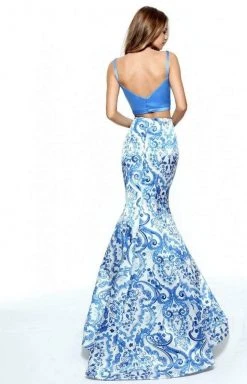 Sherri Hill - 51015 Two Piece Bateau Printed Mermaid Dress