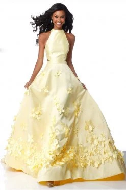 Sherri Hill - 51116 Long Floral Appliqued Pageant A Line Dress