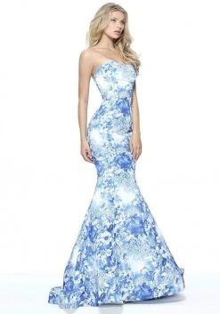 Sherri Hill - 51198 Strapless Printed Mermaid Dress With Train