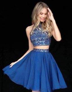 Sherri Hill - 51297 Beaded High Halter Two Piece Short Dress 14 Sherri Hill - 51297 Beaded High Halter Two Piece Short Dress
