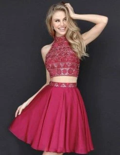 Sherri Hill - 51297 Beaded High Halter Two Piece Short Dress