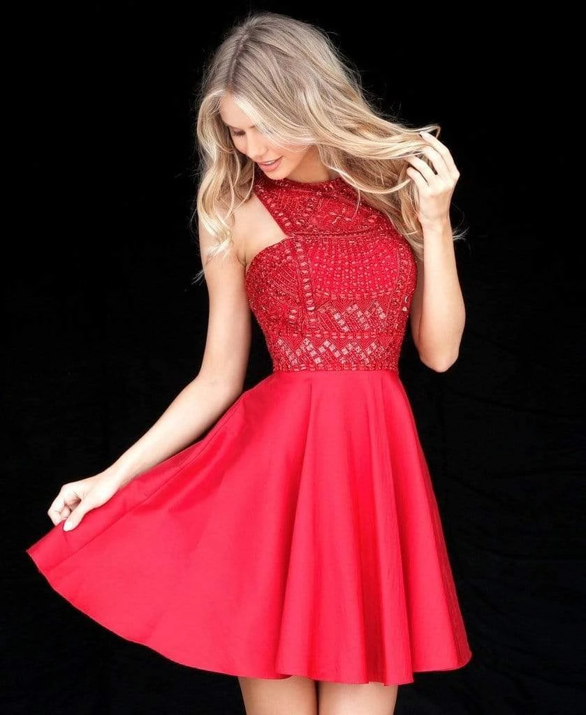 Sherri Hill - 51302 Short Beaded Full Figured Halter Dress 8 Sherri Hill - 51302 Short Beaded Full Figured Halter Dress