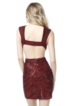 Sherri Hill - 51362 Embellished Deep V-neck Sheath Cocktail Dress