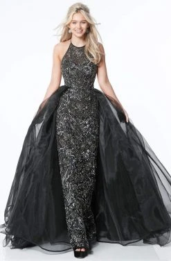 Sherri Hill - 51376 Long Embellished Fitted Dress With Overskirt