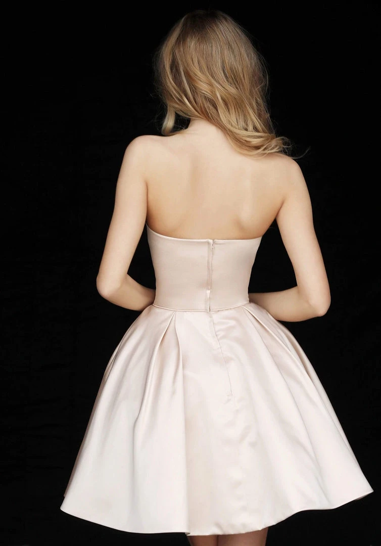 Sherri Hill - 51390 Strapless Satin Short A Line Dress 8 Sherri Hill - 51390 Strapless Satin Short A Line Dress