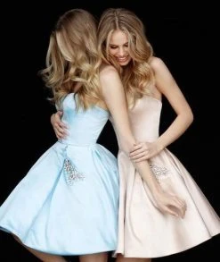 Sherri Hill - 51390 Strapless Satin Short A Line Dress 24 Sherri Hill - 51390 Strapless Satin Short A Line Dress