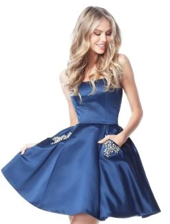 Sherri Hill - 51390 Strapless Satin Short A Line Dress 28 Sherri Hill - 51390 Strapless Satin Short A Line Dress