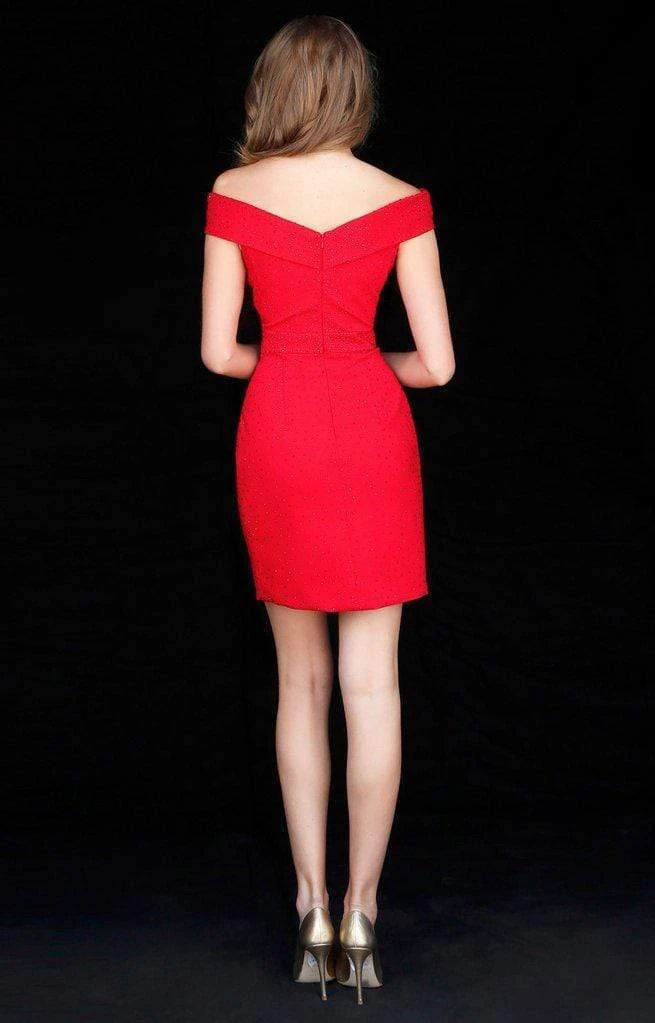 Sherri Hill - 51425 Off Shoulder Short Fitted Beaded Dress 6 Sherri Hill - 51425 Off Shoulder Short Fitted Beaded Dress