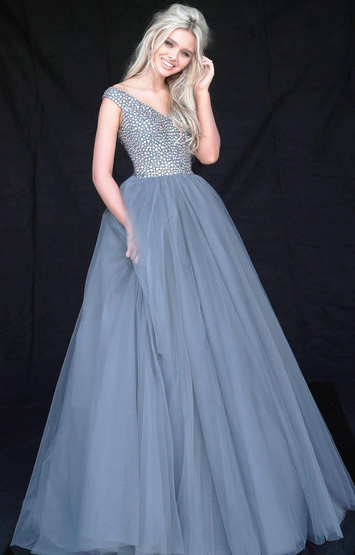 Sherri Hill - 51447 Embellished Wide V-neck Ballgown 7 Sherri Hill - 51447 Embellished Wide V-neck Ballgown