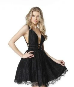 Sherri Hill - 51458 Lace Deep V-neck Short Beaded Dress