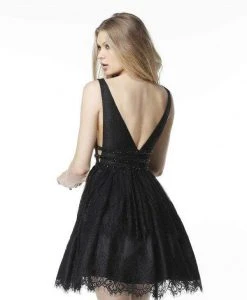 Sherri Hill - 51458 Lace Deep V-neck Short Beaded Dress 7 Sherri Hill - 51458 Lace Deep V-neck Short Beaded Dress