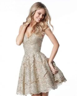 Sherri Hill - 51521 Short Sweetheart Metallic Lace A Line Dress 13 Sherri Hill - 51521 Short Sweetheart Metallic Lace A Line Dress