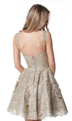 Sherri Hill - 51521 Short Sweetheart Metallic Lace A Line Dress 12 Sherri Hill - 51521 Short Sweetheart Metallic Lace A Line Dress