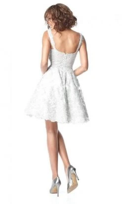 Sherri Hill - 51521 Short Sweetheart Metallic Lace A Line Dress 16 Sherri Hill - 51521 Short Sweetheart Metallic Lace A Line Dress