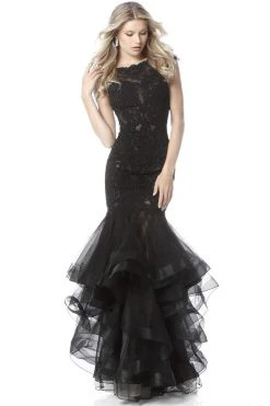 Sherri Hill - 51564 Beaded Lace Tiered Trumpet Dress