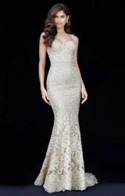 Sherri Hill - 51571 Metallic Lace Fitted Mermaid Dress