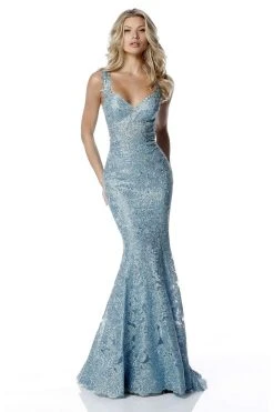 Sherri Hill - 51571 Metallic Lace Fitted Mermaid Dress