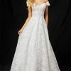 Sherri Hill - 51573 Off-Shoulder Cap Sleeve Lace Long Dress