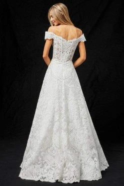 Sherri Hill - 51573 Off-Shoulder Cap Sleeve Lace Long Dress