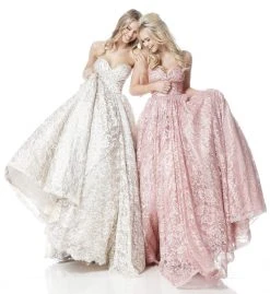 Sherri Hill - 51574 Bead Appliqued Strapless Lace Ballgown