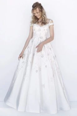 Sherri Hill - 51580 Floral Applique Off-Shoulder Ballgown